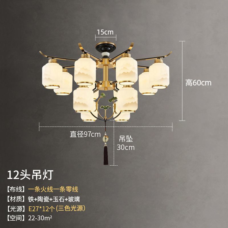 New chinoiserie chandelier living room lamp chinese style zen restaurant hotel booth room lamp for home downward chinoiserie lamps