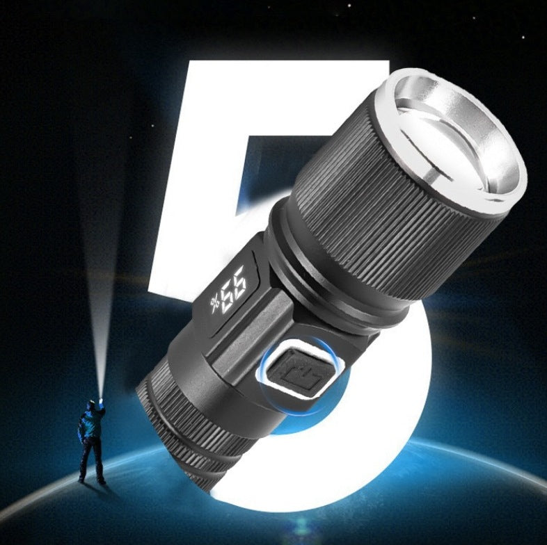 Flashlight Retractable zoom P50 long-range  new aluminum alloy USB charging outdoor lighting hand strong light flashlight