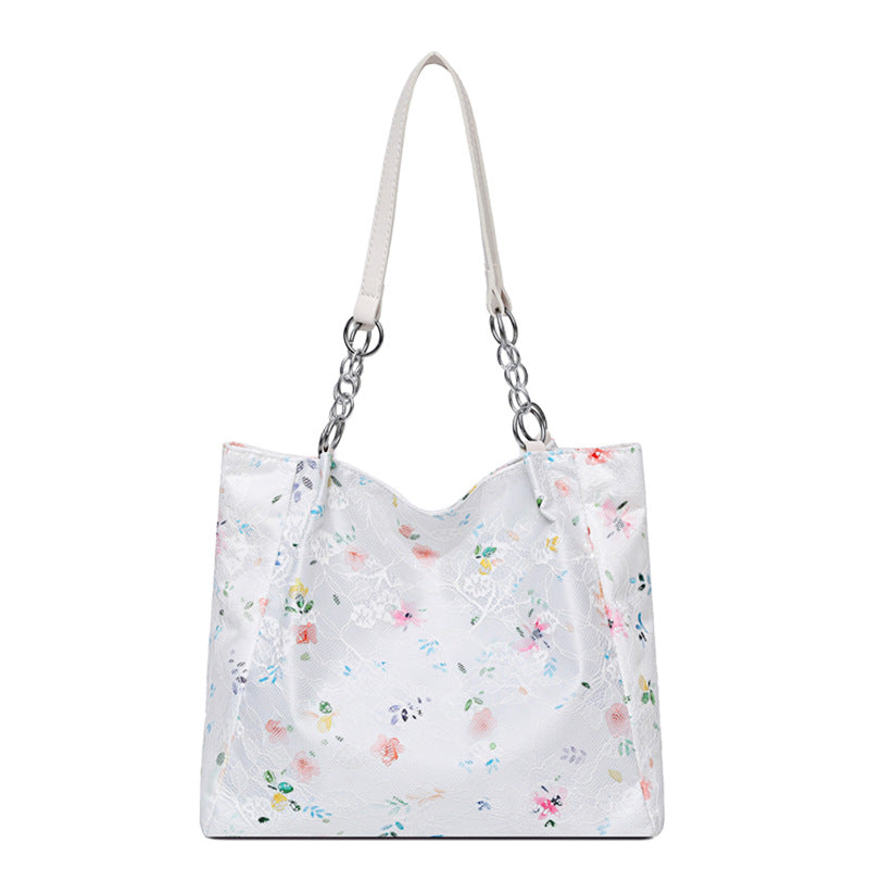 2025 new large capacity women's bag lace fashion handbag minimalist trendy shoulder bag casual commuter tote bag