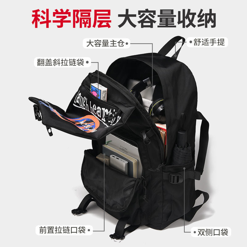 New Korean version backpack fashion couple bag computer junior high school college student schoolbag large capacity smiley face men's and women's backpack