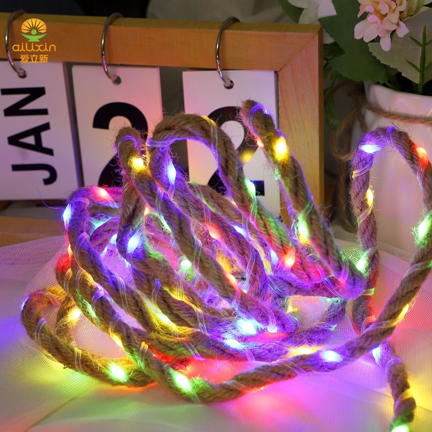 New LED Hemp Rope Light String Solar Camping Atmosphere Decoration Atmosphere Lights Battery Box Hemp Rope LED Light String