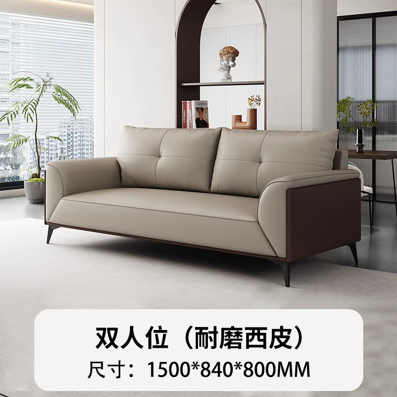 Office sofa and coffee table set - modern minimalist business reception lounge furniture - premium leatherette