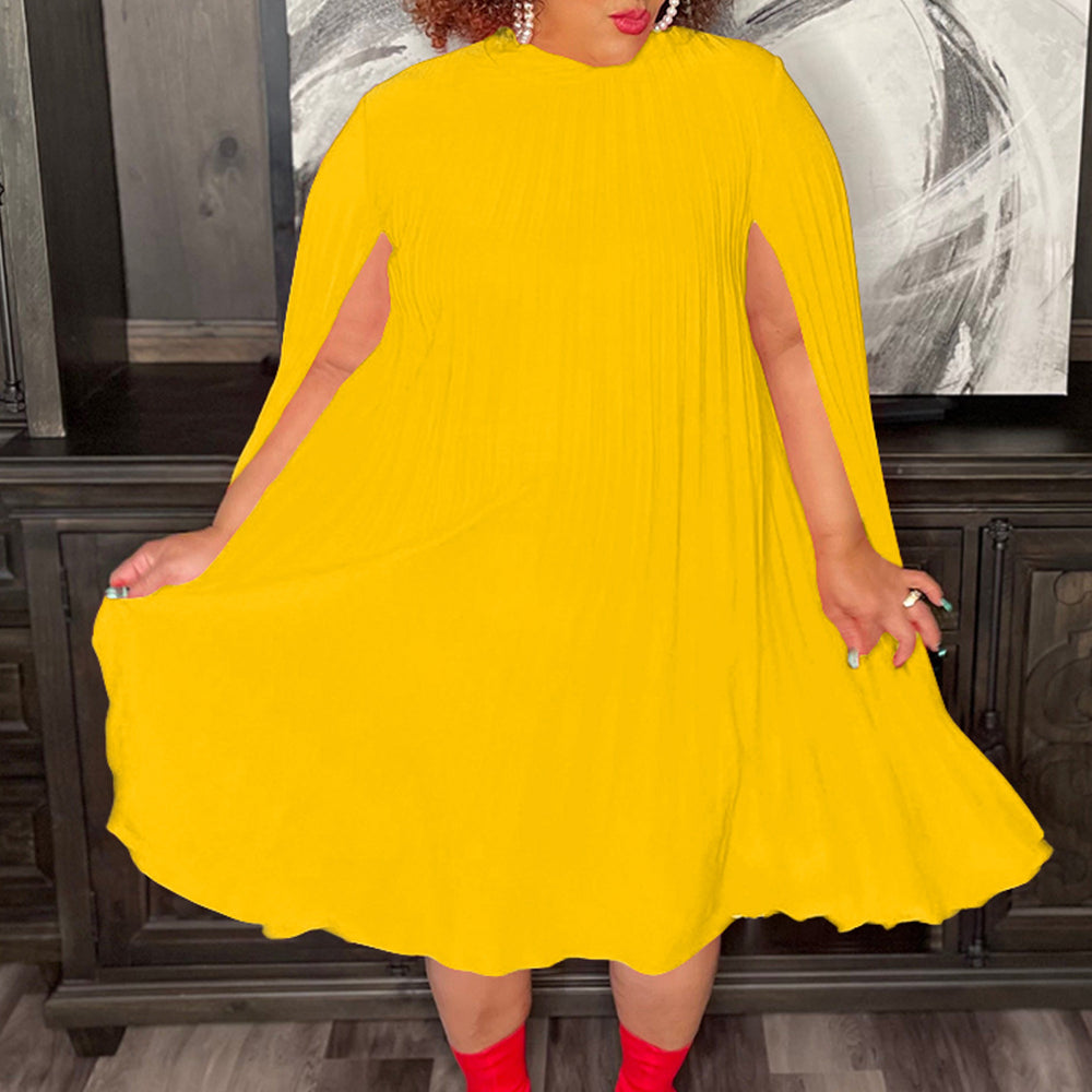 C8546 european and american women's clothing  new fashion elegant cape loose pleated plus size african dress
