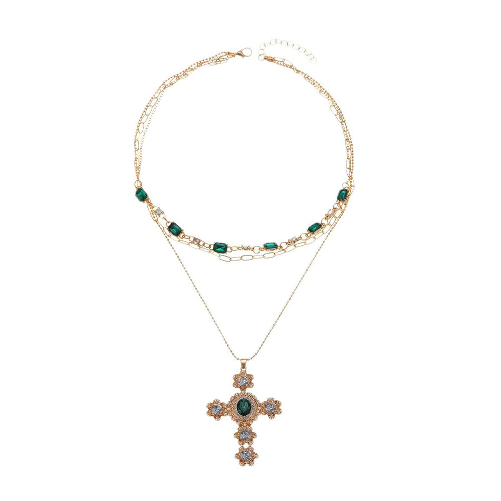 Wholesale diamond-studded cross necklace - european & american style, vintage-inspired, niche design, light luxury, high-end layering accessory, women's choker