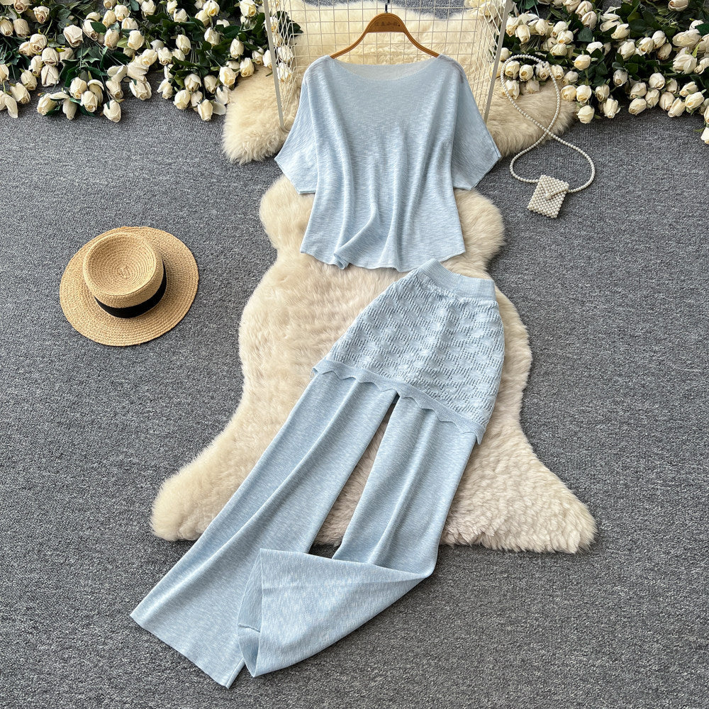 Korean style commute chic slim-fit tank top & wide-leg pants two-piece set - women's summer minimalist high-end elegant outfit