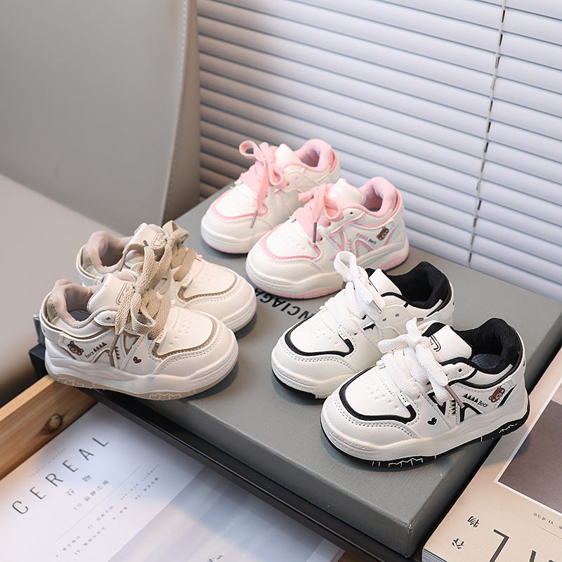 Clearance sale: korean style cartoon anti-slip casual shoes for boys and girls - trendy white sneakers for toddlers and young children