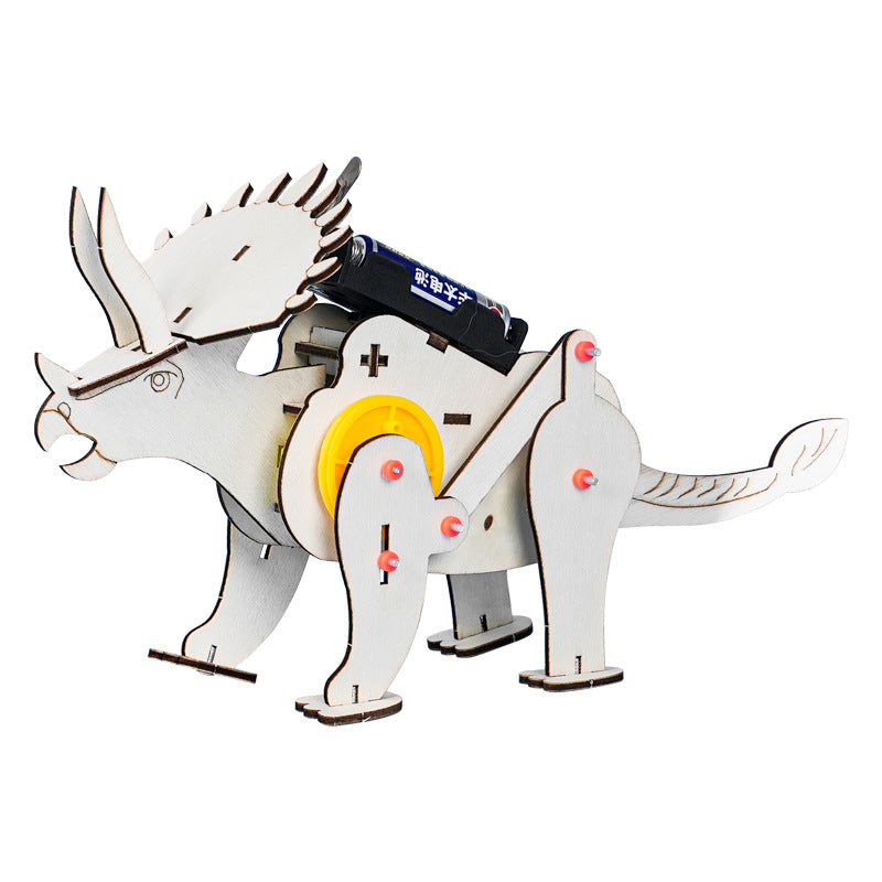 Mechanical Triceratops Technology Small Production Scientific Experiment Wooden Patchwork Model Children's Handmade DIY Creative Invention