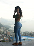 Skinny jeans lift butt ins style jeans european size women's pants hot style  independent station cross-border sexy