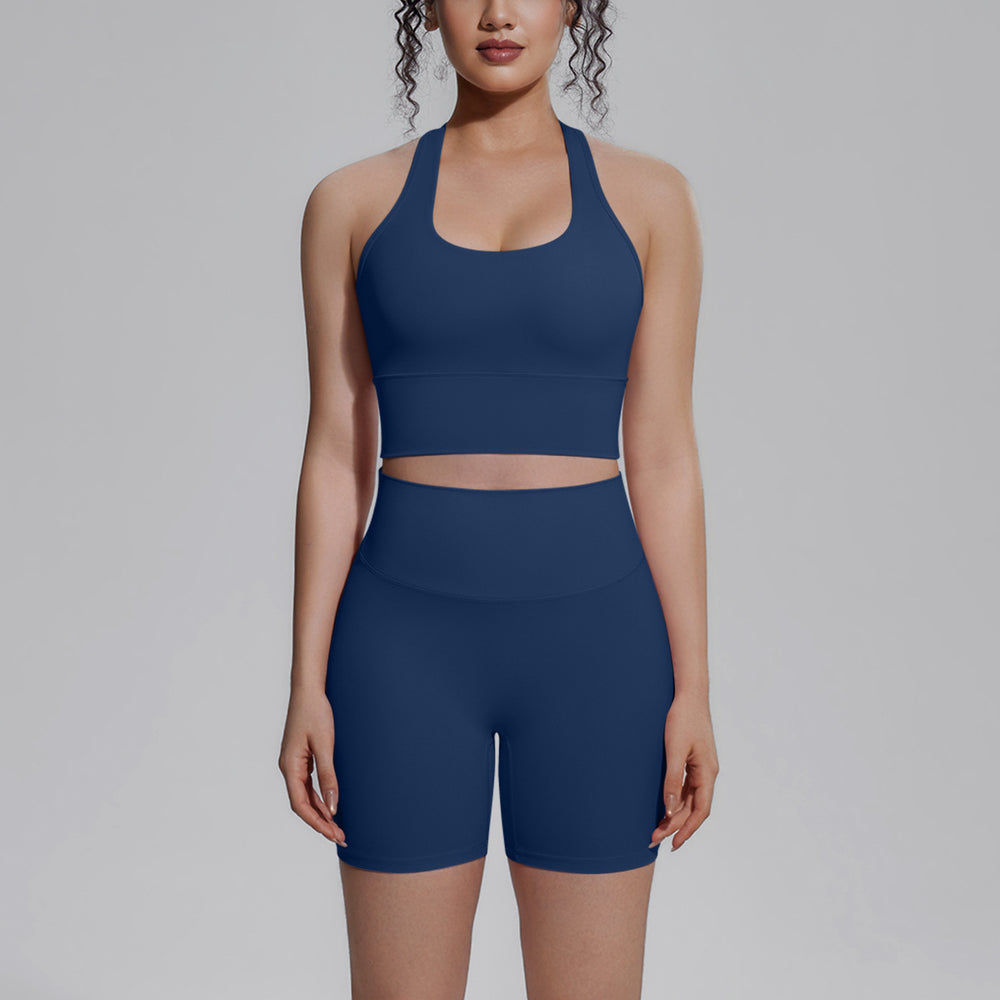 Naked-feel compression sports bra with padded cups, yoga bra set, quick-dry butt-lifting outdoor running fitness set for women