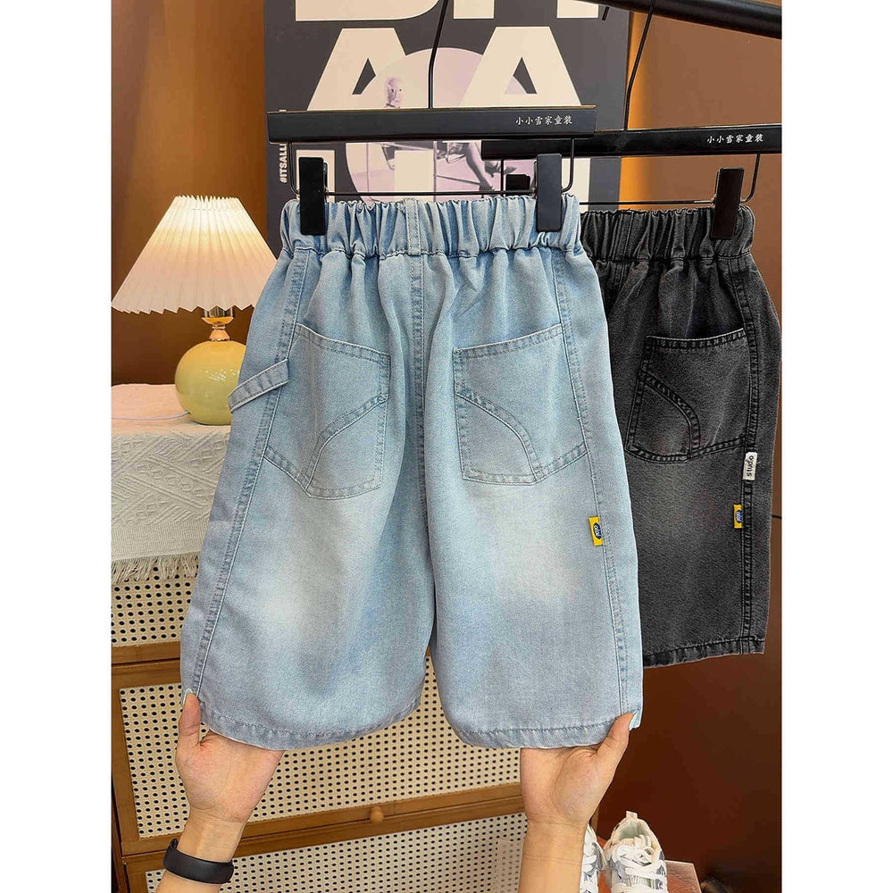 Cool summer tencel washed soft denim breathable soft waxy kids shorts