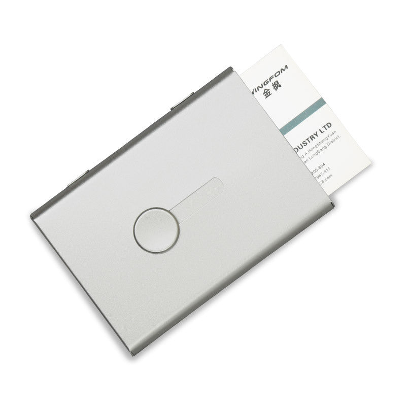 Metal portable hand-pushed business card box, business card holder, anodized aluminum box, ultra-thin matte and lightweight business card packaging box.