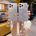 Imd feather yarn is suitable for apple 16promax pleated heart mobile phone case iphone11/14 laser silver protective cover
