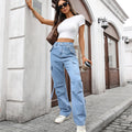 European and american cross-border women's clothing spring & fall new arrival  independent station washed overalls streamer denim casual pants pants