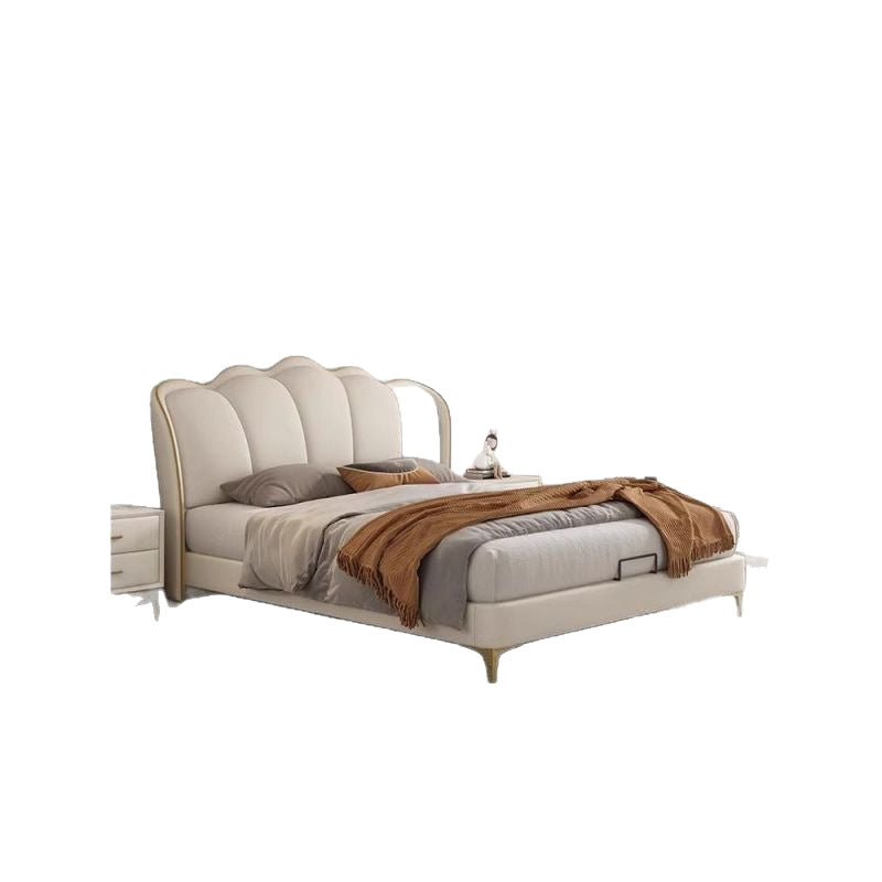Accessible luxury wedding bed small apartment rental bed french cream style leather bed modern master bedroom large bed casual double bed