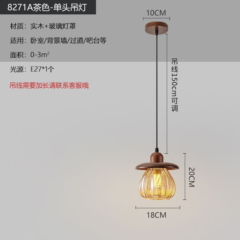 Medieval style lamps bedroom bedside small chandelier bedside table retro restaurant aisle new chinoiserie single head long hanging lamp