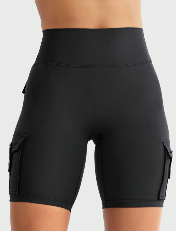 Yeoreo same style nylon brushed sports yoga cycling half length pants flap pocket pants training butt lift brushed yoga shorts
