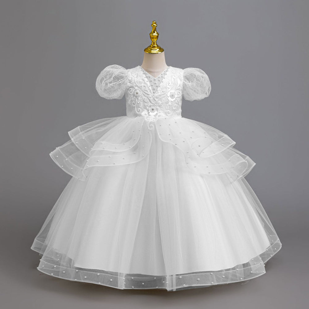 New arrival: export-quality children's formal dress - beaded wedding gown, princess dress for little girls, perfect for piano recitals and performances. kids dress
