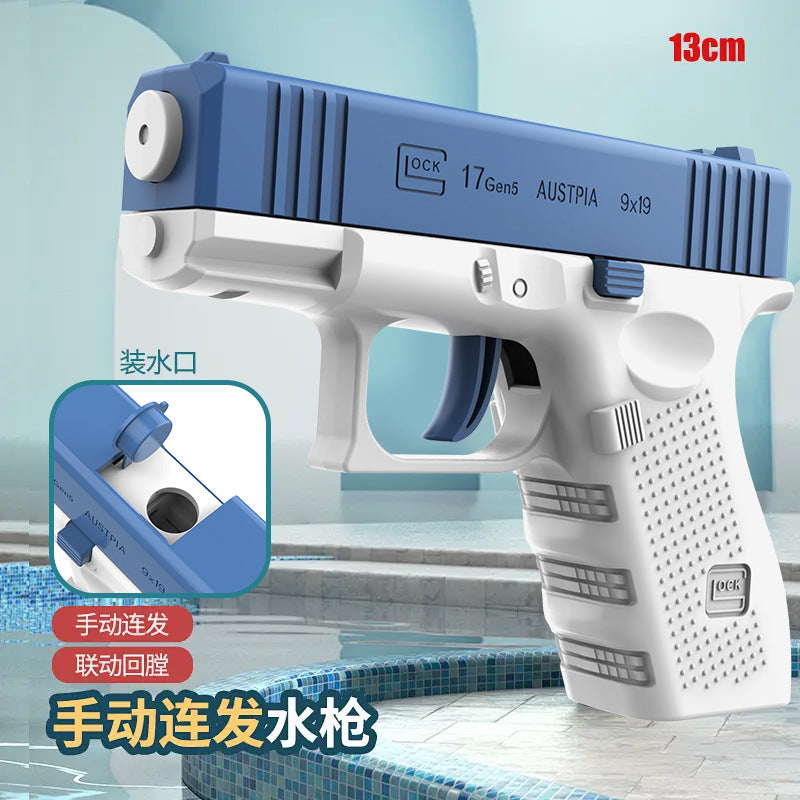 Tiktok viral kids' manual glock water gun toy - summer outdoor continuous fire re-cock mini water gun wholesale