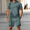 hot-selling men's polo shirt set, new summer two-piece casual short-sleeve and shorts set, dropshipping available