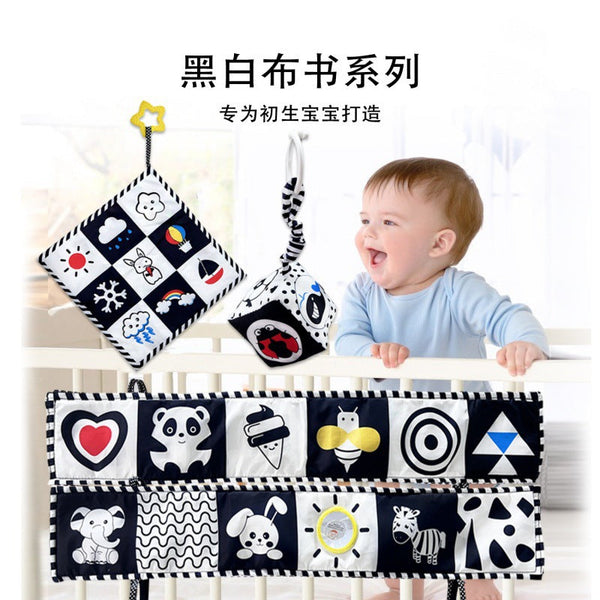 Cross-border  black and white color bed circumference bed lanyard BB called untorn baby cloth book crib pendant toy