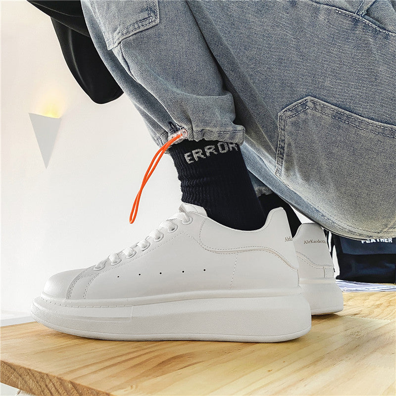 Mcqueen white shoes men's easiest for matchthick sole heightened casual sports shoes classic student board shoes popular style 8853
