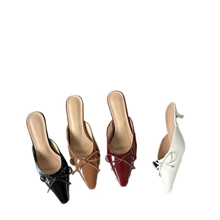 2024 autumn new collection: closed-toe mules, french-inspired mary janes, perfect for dresses, low heel with bow detail
