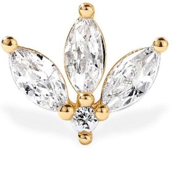 Versatile cross-border fashion minimalist earrings - symmetrical three-leaf clover design, premium micro-paved cubic zirconia stud earrings, copper plated