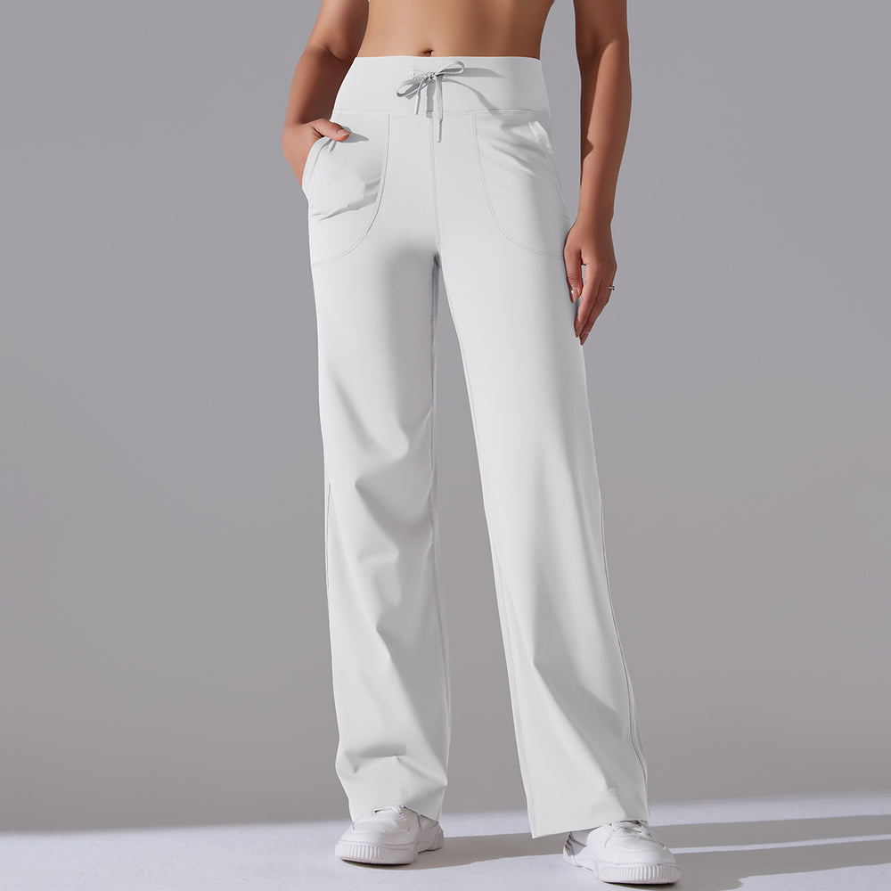 Naked new waistband drawstring loose pants high waist body shaping yoga clothes large flap pocket pants on both sides sports wear fitness pants