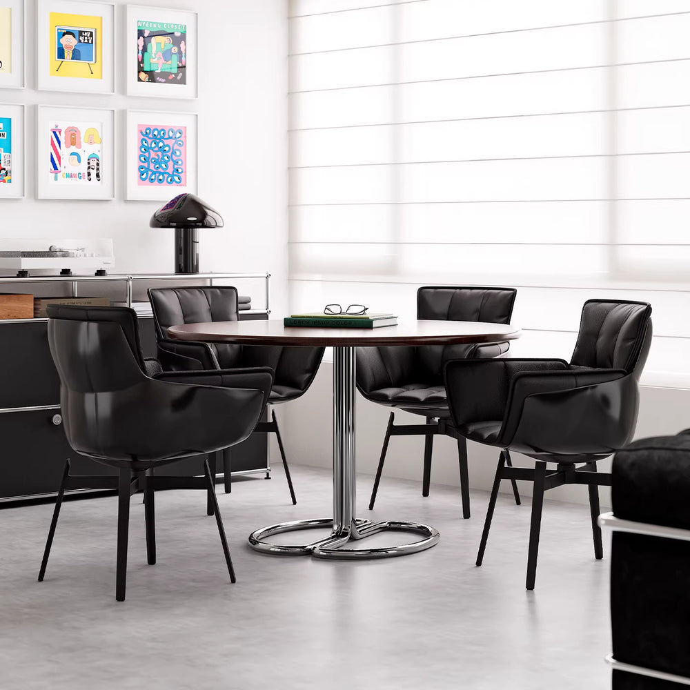 Italian normcore muscle chair accessible luxurycasual back dining chair rice husk chair rotatable genuine leather dining table chair desk chair