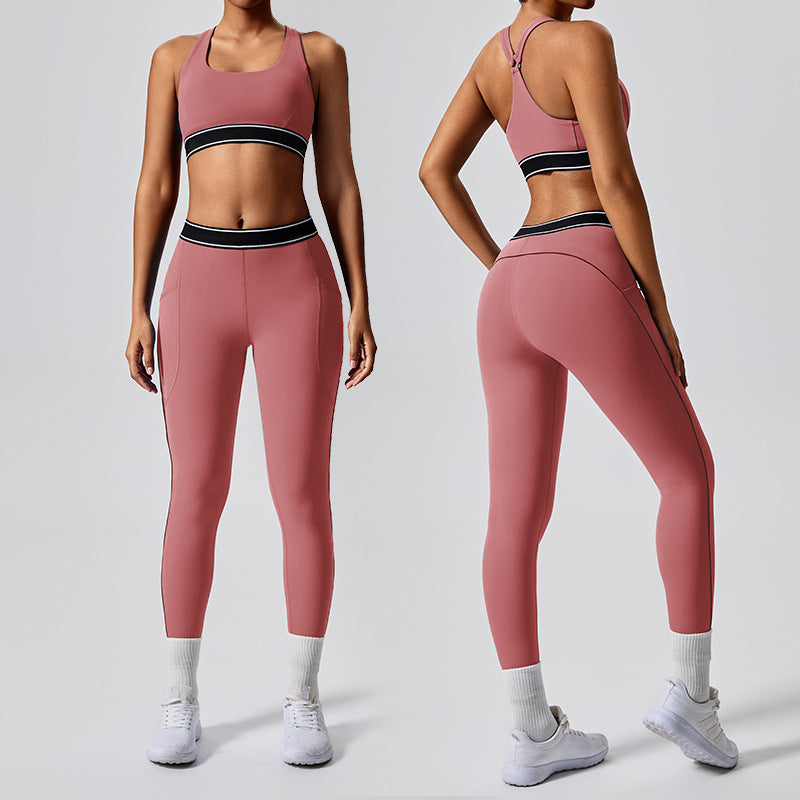European and american cross-border fitness "barely there" butt-lifting yoga set - two-piece, beautiful back, running, outdoor sports, customizable women's activewear
