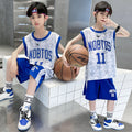 Kids' basketball sleeveless set: boys' summer tank top, competition training team uniform, student sports jersey & shorts - quick dry
