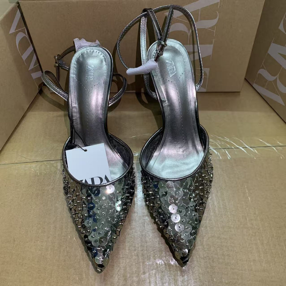 Za2025 stiletto heel pumps - wedding, professional, casual, minimalist, fashionable, sequined, and chic