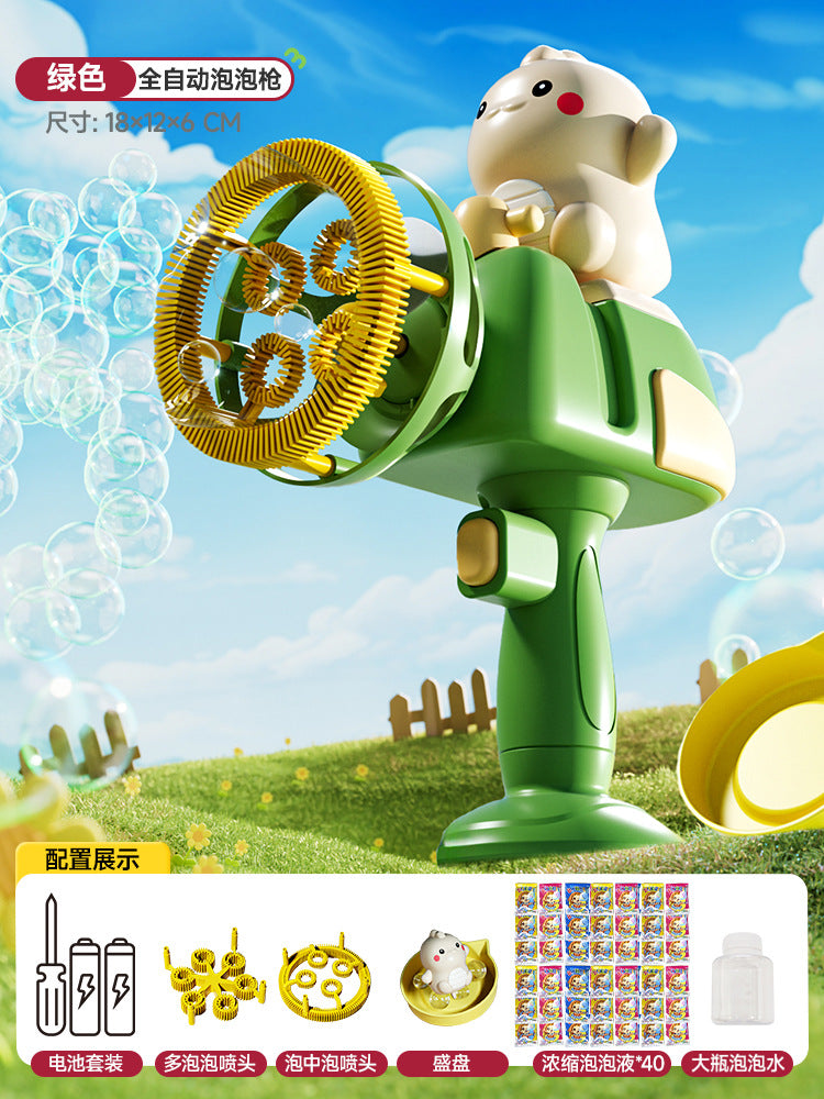 New electric bubble machine with multiple bubble nozzles - fully automatic, handheld bubble gun toy for fun and games!