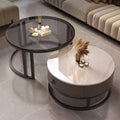 Rock slab coffee table accessible luxury modern casual round small apartment tea table living room for home tea table new arrival normcore marble