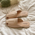 New open-toe solid color mules - summer women's fashionable half-wrap sandals - flat slippers for outdoor wear
