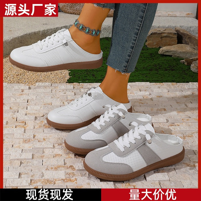 spring/summer new arrivals: women's casual german army trainers, fashionable slip-on flat white sneakers - wholesale