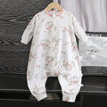 Summer cotton air conditioning suit baby thin one-piece three-quarter sleeve pajamas split leg sleeping bag
