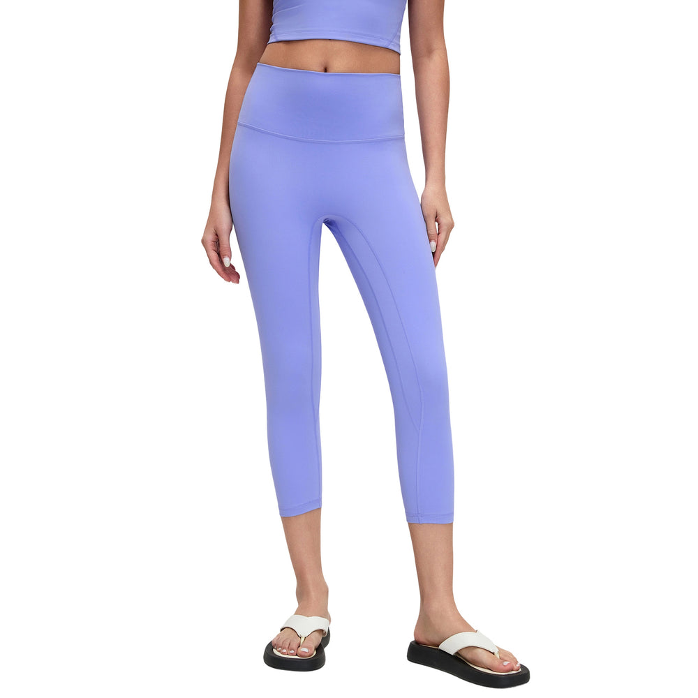 Naked yoga pants women's elastic tight high waist hip training fitness pants cropped sports pants outwear d26102