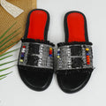 2025 trendy influencer flat sandals - new summer women's outdoor wear, versatile ladies' rhinestone thong sandals