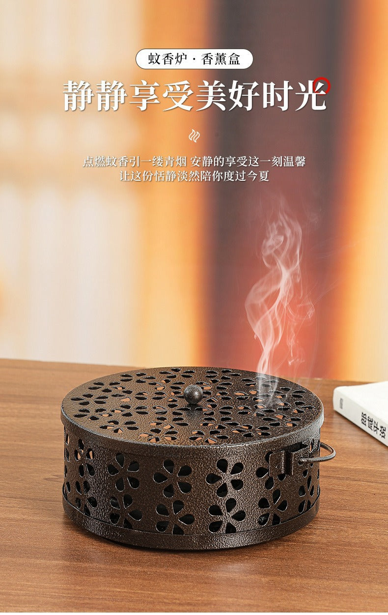 New mosquito coil box Dongyang factory direct sales portable wrought iron mosquito coil box household fireproof belt gray table mosquito coil box