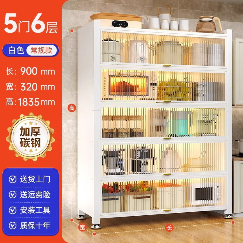 Kitchen storage rack with door, dust-proof storage cabinet, floor-standing multi-layer multi-functional cupboard, sideboard, cupboard, storage cabinet