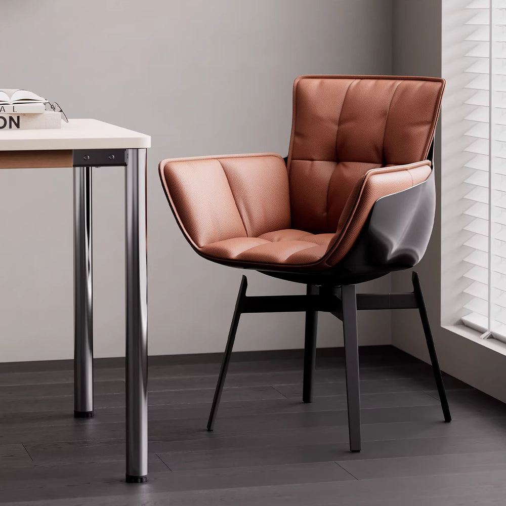 Italian normcore muscle chair accessible luxurycasual back dining chair rice husk chair rotatable genuine leather dining table chair desk chair