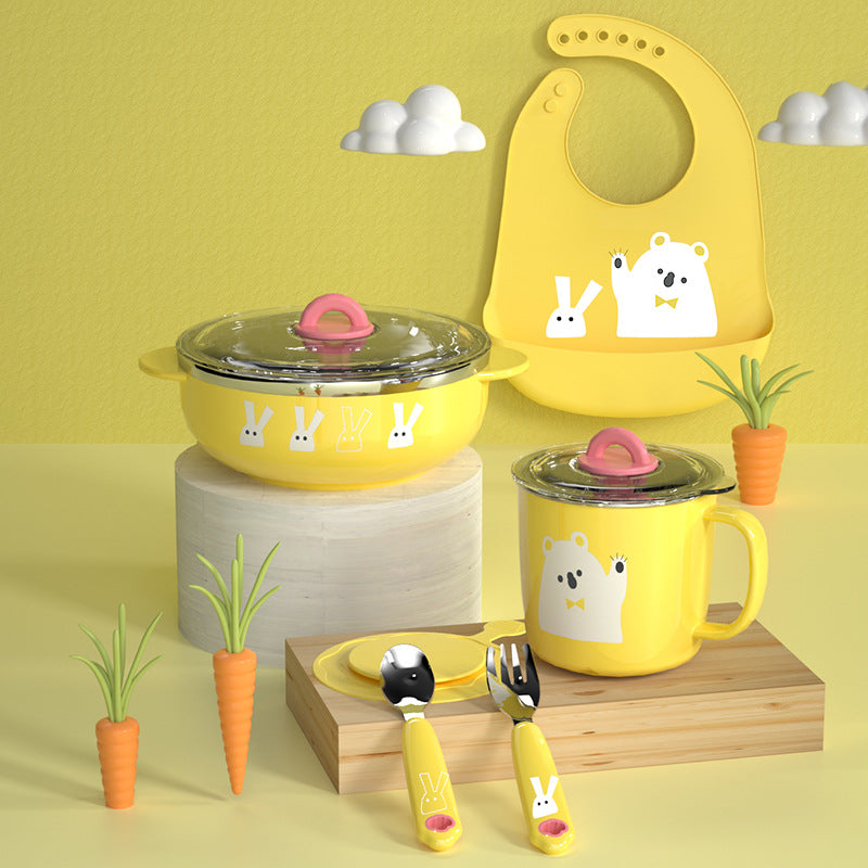 Children's tableware set, complementary food tools, baby complementary food bowl, baby complementary food spoon, thermal insulation bowl, spoon supplies, complementary food box