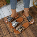 Exportplus size beach slippers for women  summer new arrival toe leopard print outwear soft bottom women's sandals slippers