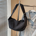 Large capacity fashion casual canvas bag women's versatile minimalist solid color student school crossbody bag lightweight shoulder bag