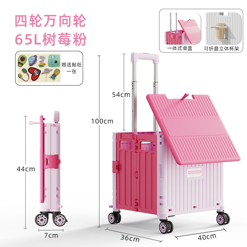 Folding trolley - lightweight rolling cart for shopping, snacks, storage, mobile camping, portable grocery shopping, and express delivery pickup