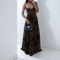 cross-border european and american women's clothing: new summer elegant and sexy leopard print spaghetti strap maxi dress