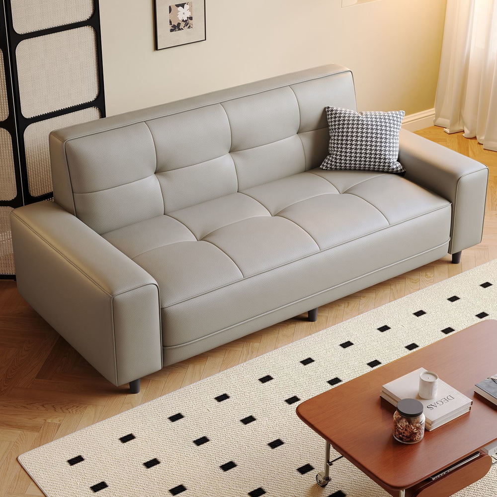 2026new arrival cat scratch leather sofa living room small apartment casual modern straight row apartment rental double three-person fabric sofa