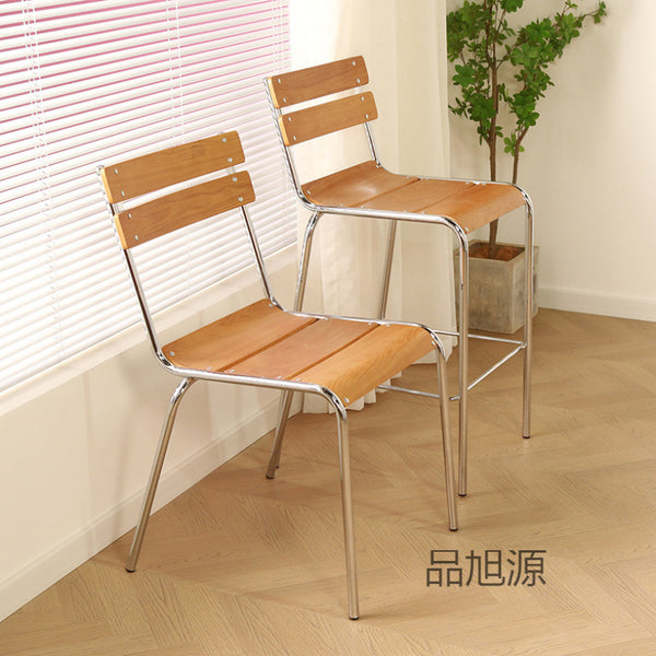 Nordic retro wrought iron dining chair small apartment household industrial style solid wood back chair simple cafe leisure chair