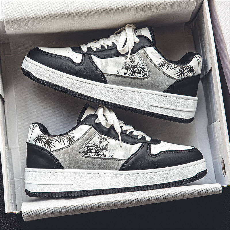 Trendy ink wash painting skate shoes - 2026 new men's collection: high-style, versatile, casual sneakers for students and athletes